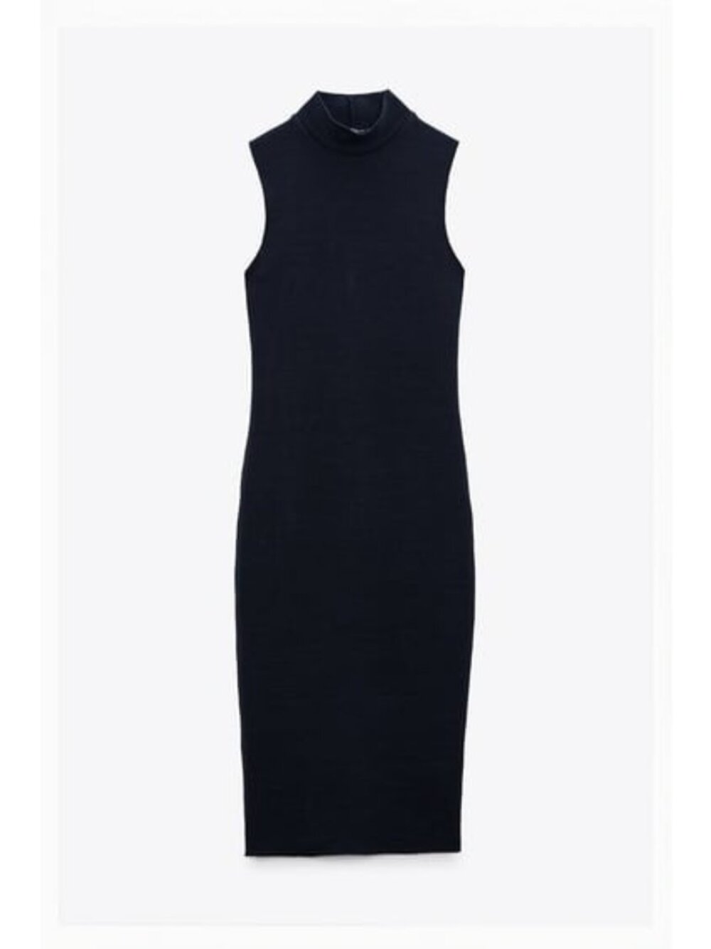 Zara Mock Neck Sleeveless Sweater Dress Dark Navy Soft Stretchy Midi